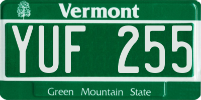 VT license plate YUF255