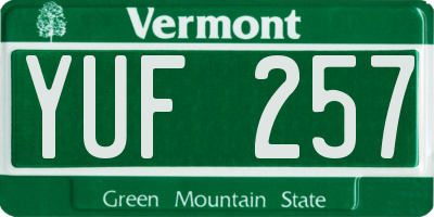 VT license plate YUF257
