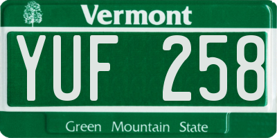 VT license plate YUF258