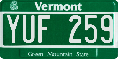 VT license plate YUF259