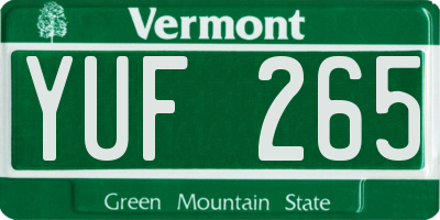 VT license plate YUF265