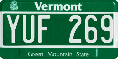 VT license plate YUF269