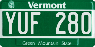 VT license plate YUF280