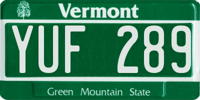 VT license plate YUF289
