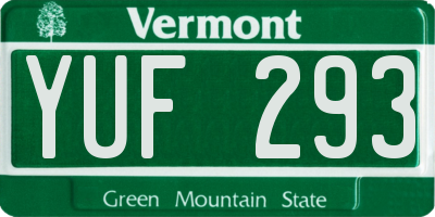 VT license plate YUF293