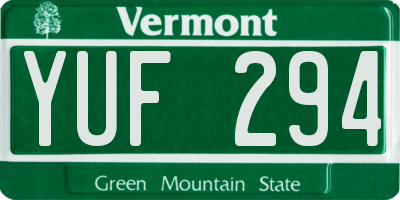 VT license plate YUF294
