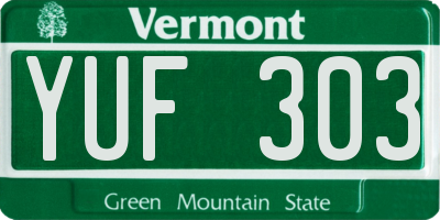 VT license plate YUF303
