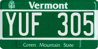 VT license plate YUF305