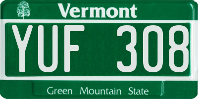 VT license plate YUF308