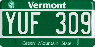VT license plate YUF309