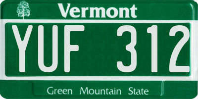 VT license plate YUF312