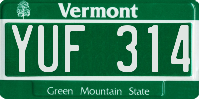 VT license plate YUF314