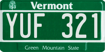 VT license plate YUF321