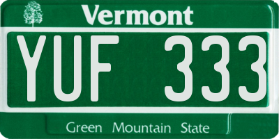 VT license plate YUF333