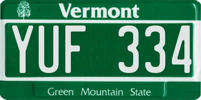 VT license plate YUF334