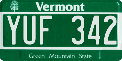 VT license plate YUF342
