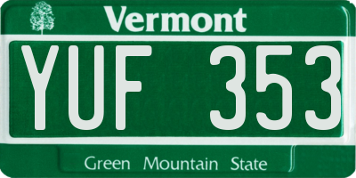 VT license plate YUF353