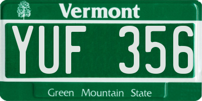 VT license plate YUF356