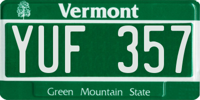 VT license plate YUF357