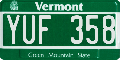VT license plate YUF358