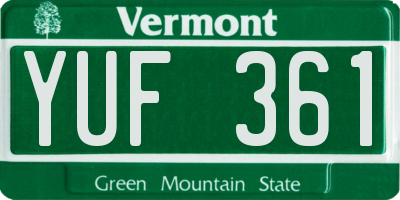 VT license plate YUF361