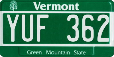 VT license plate YUF362