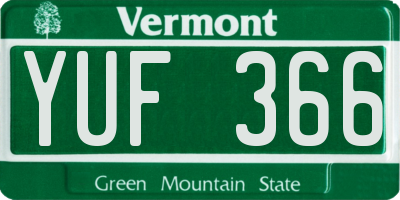VT license plate YUF366