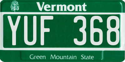 VT license plate YUF368