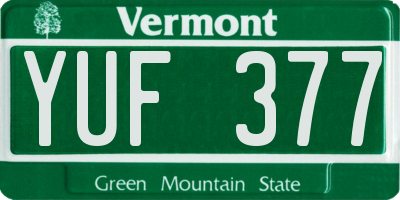 VT license plate YUF377