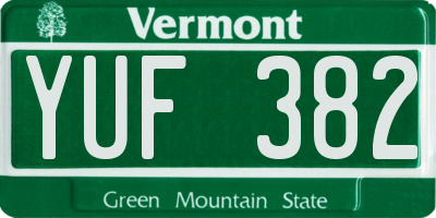 VT license plate YUF382