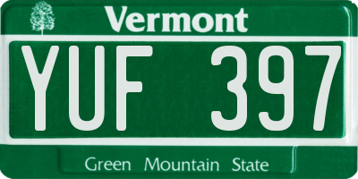 VT license plate YUF397
