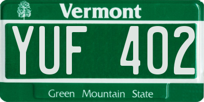 VT license plate YUF402