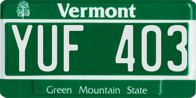 VT license plate YUF403