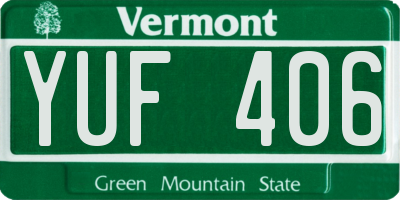 VT license plate YUF406