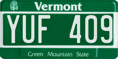 VT license plate YUF409