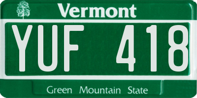 VT license plate YUF418