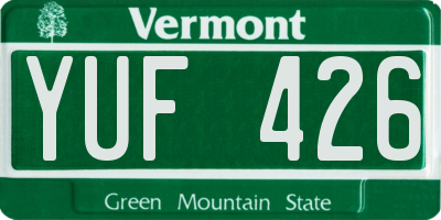 VT license plate YUF426