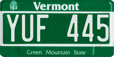 VT license plate YUF445
