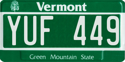 VT license plate YUF449