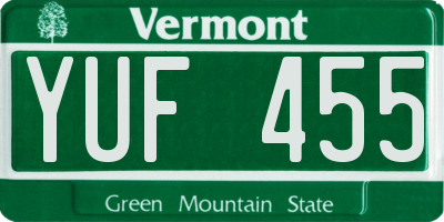 VT license plate YUF455