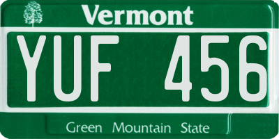VT license plate YUF456