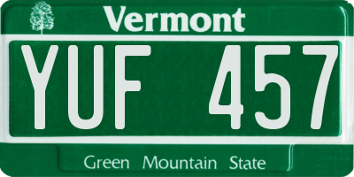 VT license plate YUF457