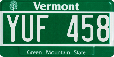 VT license plate YUF458