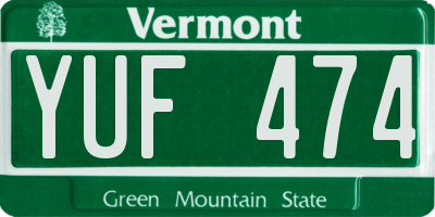 VT license plate YUF474