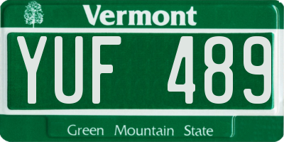 VT license plate YUF489