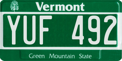 VT license plate YUF492