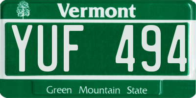 VT license plate YUF494
