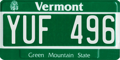 VT license plate YUF496