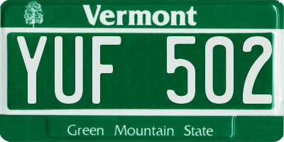 VT license plate YUF502