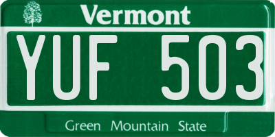 VT license plate YUF503